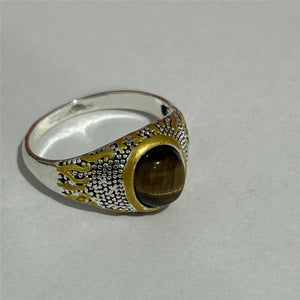 Fashion Retro Style Textured Tiger Eye Ring