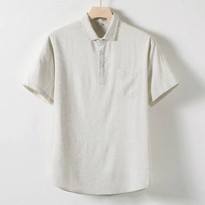 Men's loose-fitting linen short-sleeved shirt