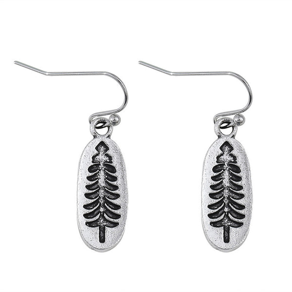 Vintage Oval Pine Pattern Earrings