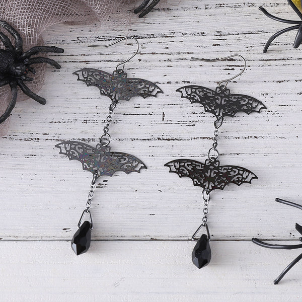 Halloween Dark Gothic Bat Dangle Earrings