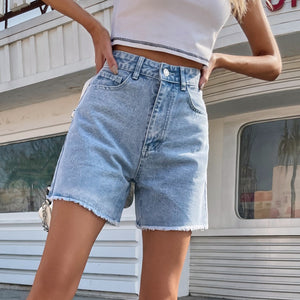 40-Spot-30760 #European and American trend loose casual high waist loose and thin women's denim shorts