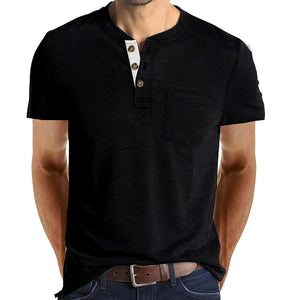 Summer Men's Henry Neck Short Sleeve T-Shirt