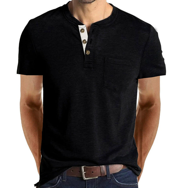 Summer Men's Henry Neck Short Sleeve T-Shirt