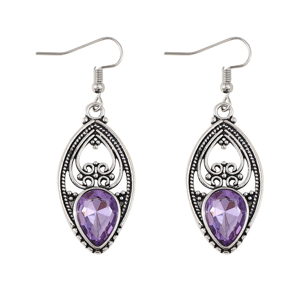 Openworked Purple Zirconia Earrings