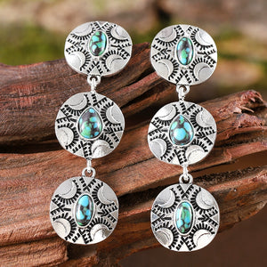 Inlaid Turquoise Round Tassel PendantMaterial