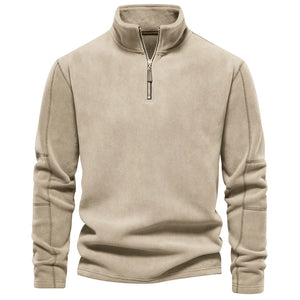 Men's Stand Collar Half-Zip Long Sleeve Sweatshirt Stand Collar Fleece Top