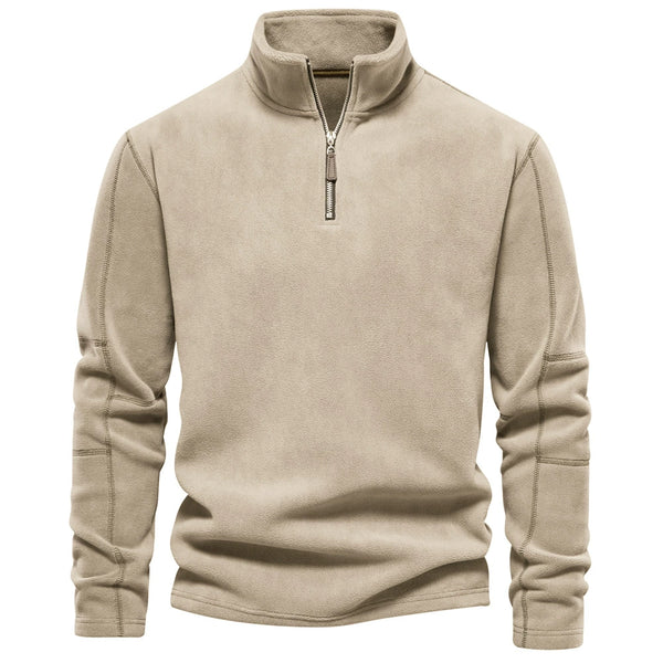 Men's Stand Collar Half-Zip Long Sleeve Sweatshirt Stand Collar Fleece Top