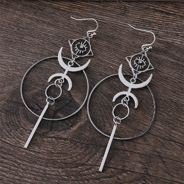 Crescent Moon Devil's Eye Earrings