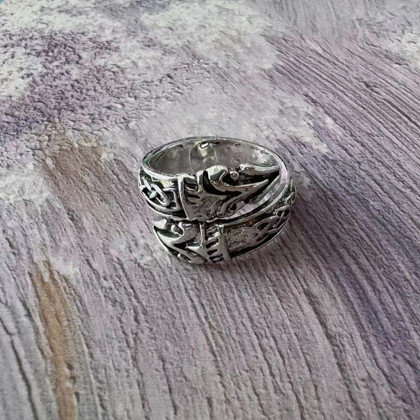 Personalized Alloy Wolf Head Arrowhead Ring