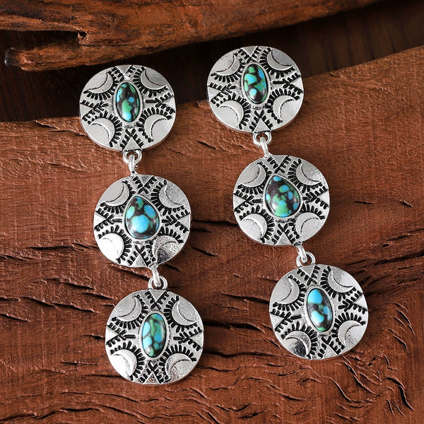 Inlaid Turquoise Round Tassel PendantMaterial