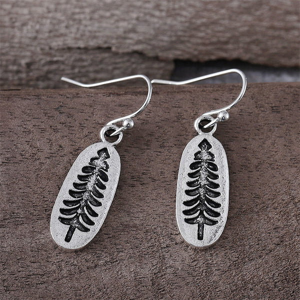 Vintage Oval Pine Pattern Earrings