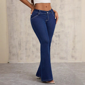 X-Spot-65775 #Amazon Cross-border Women's Clothing European and American Foreign Trade Fashion Versatile Slim-fit Elastic Denim Trousers