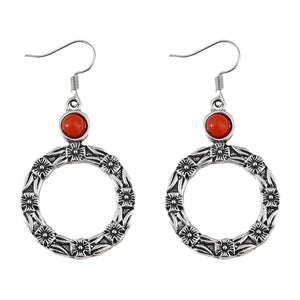 Fashion Retro Circle Small Flower Earrings Alloy Earrings