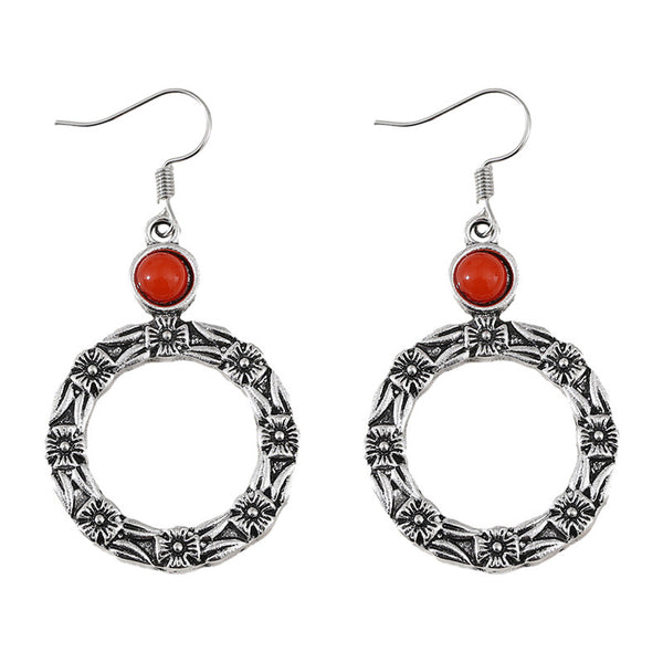 Fashion Retro Circle Small Flower Earrings Alloy Earrings