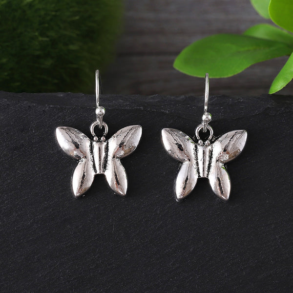 Simple Silver Butterfly Earrings