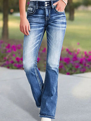 Cross-border exclusive for Amazon independent station new fashion versatile elastic and thin embroidered micro-pull pants jeans women