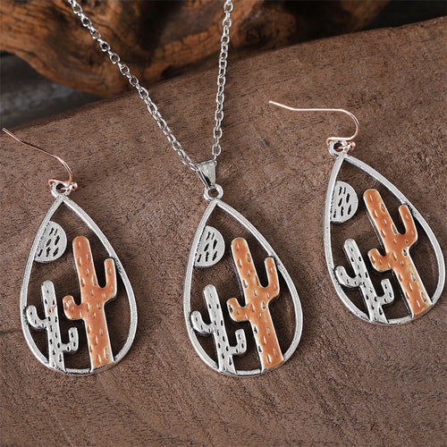 Two Color Desert Cactus Dangle Earrings