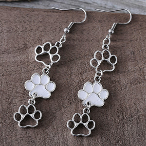 Vintage Puppy Paw Print Dangle Earrings