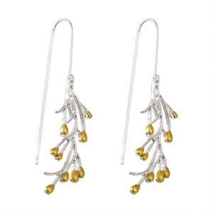 Fire Tree and Silver Flower Earrings