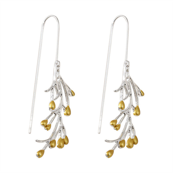 Fire Tree and Silver Flower Earrings