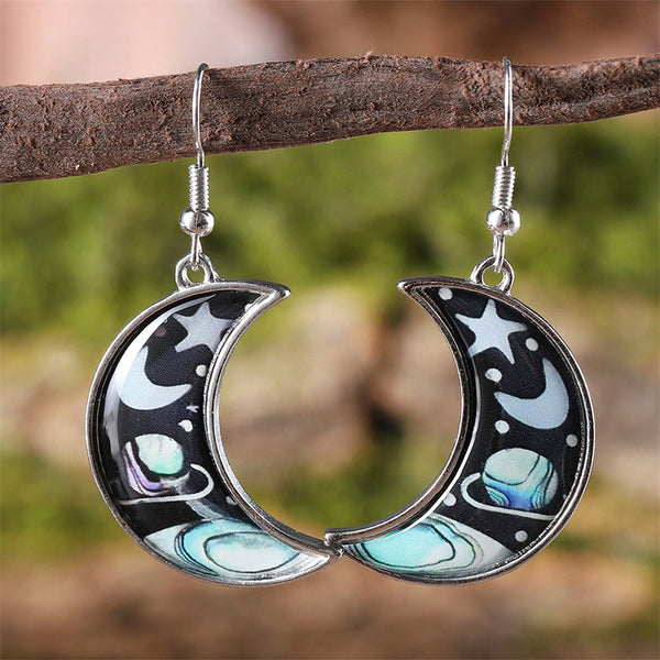 Vintage Style Planet Moon Earrings