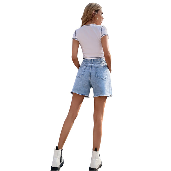 40-Spot-30760 #European and American trend loose casual high waist loose and thin women's denim shorts