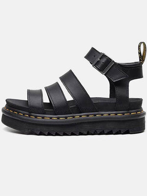 Leather Buckle Platform Sandals