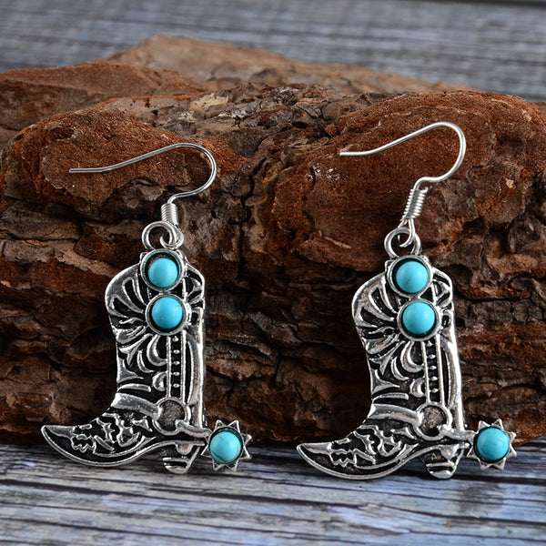 Inlaid Turquoise Dangle Earrings