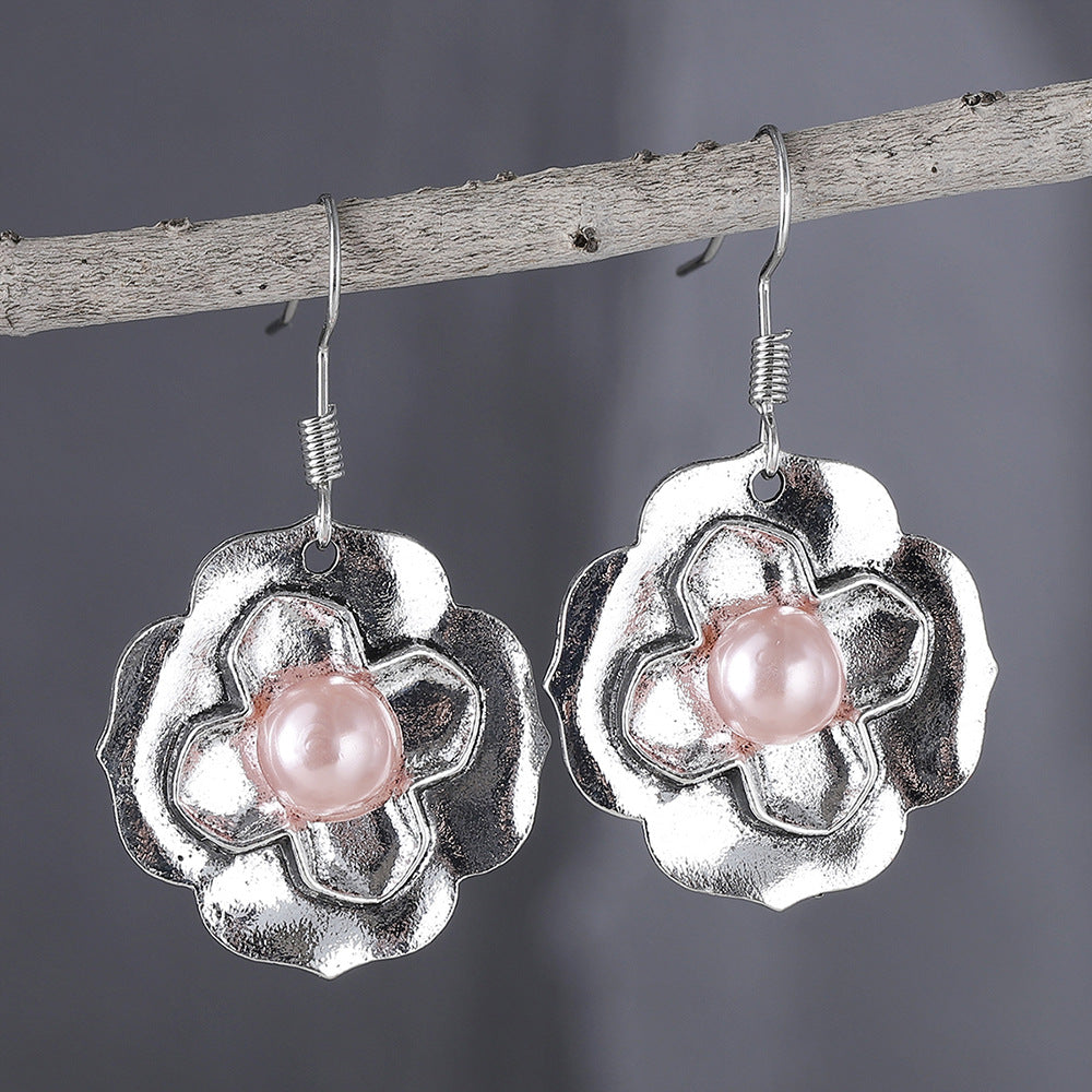 New Pearl Flower Dangle Earrings