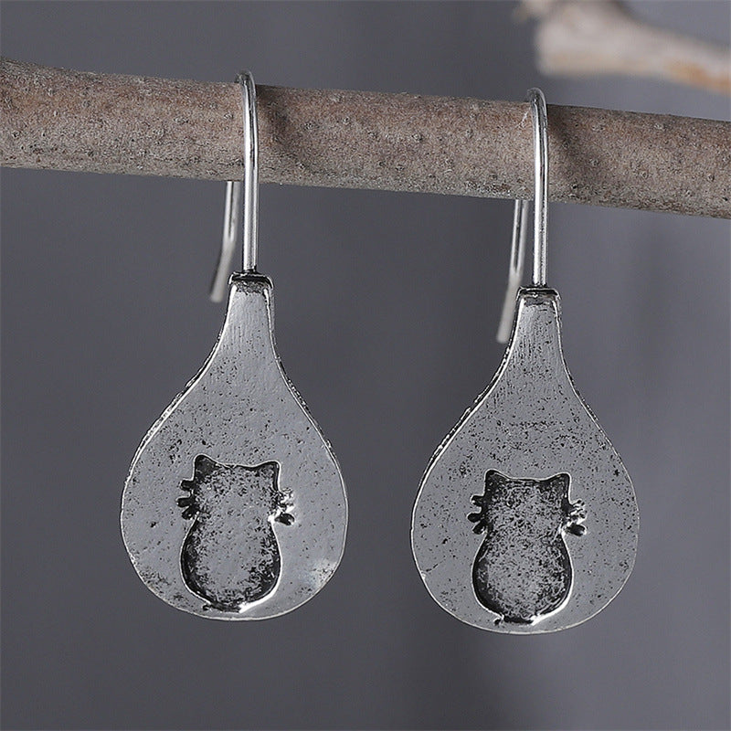 Vintage Simple Cat Drop Earrings