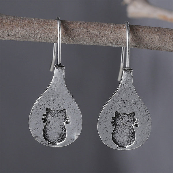 Vintage Simple Cat Drop Earrings