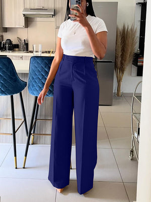 Solid Wide Leg Pants