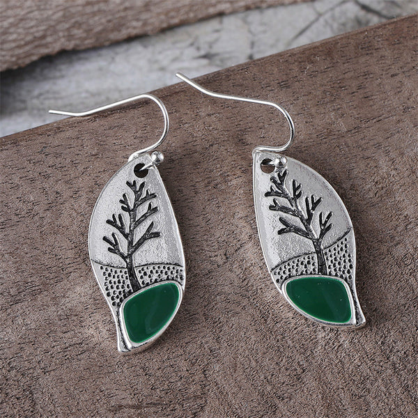 Personalized Tree Pattern Minimalist Style Oil Drop Earrings Earrings
