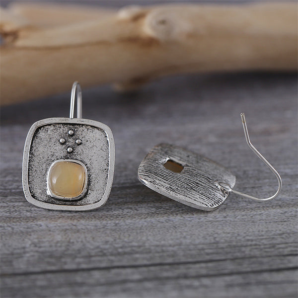 Ethnic Geometric Gemstone Earrings
