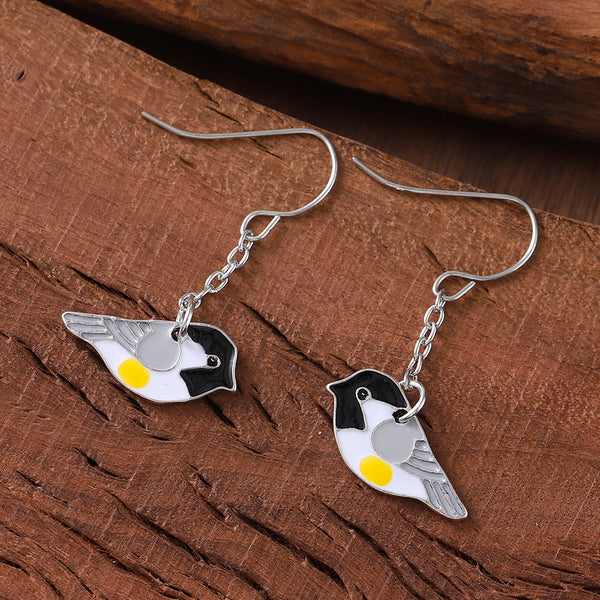 Vintage Drip Oil Small Sparrow Dangle Earrings