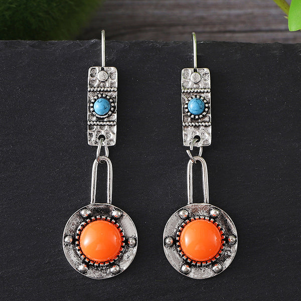 Vintage Geometric Round Piece Earrings