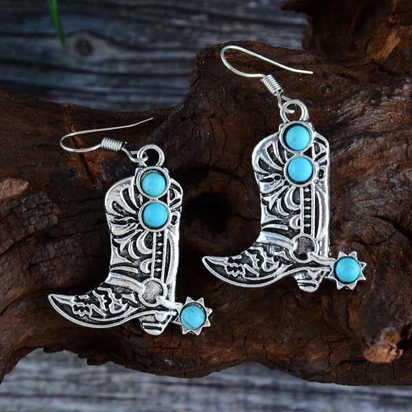 Inlaid Turquoise Dangle Earrings
