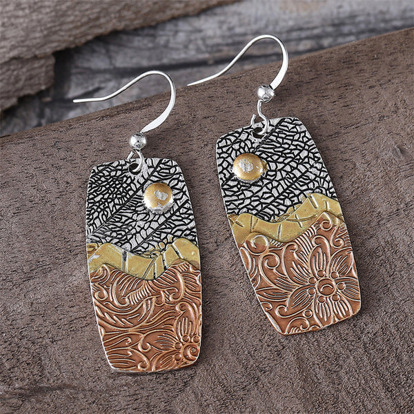 Ethnic Style Wave Flower Earrings