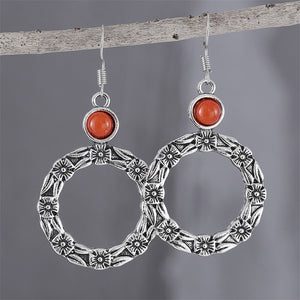 Fashion Retro Circle Small Flower Earrings Alloy Earrings