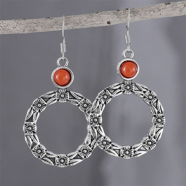 Fashion Retro Circle Small Flower Earrings Alloy Earrings