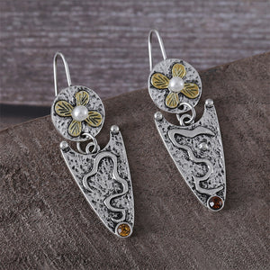 Ethnic Style Pearl Flower Earrings