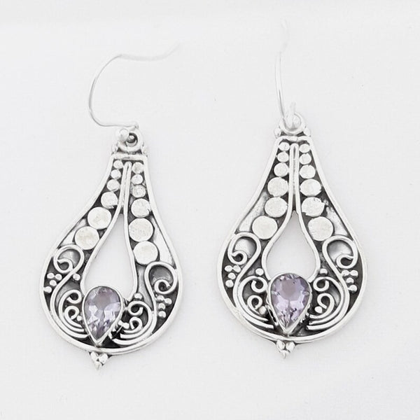 Vintage Sculpted Purple Gemstone Earrings