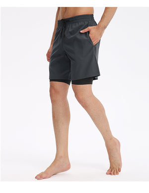 Men's Skinny High Stretch Quick Dry Double Layer Workout Shorts