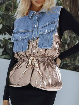 Denim Puff Vest Jacket