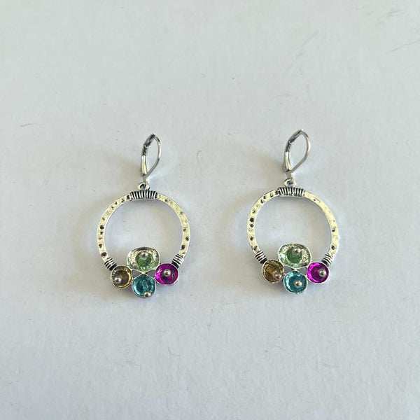 Simple Earrings with Colored Crystals