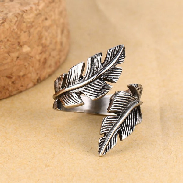 Vintage Personalized Fried Feather Ring