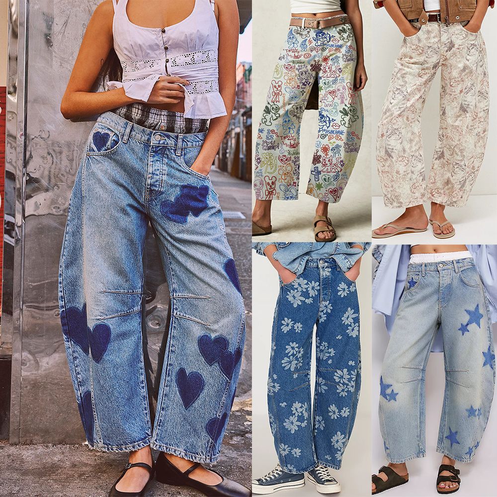 Independent Station 2024 Cross-border eBay Europe and America Spring, Casual Loose Middle Waist Tubular Women's Jeans 16849