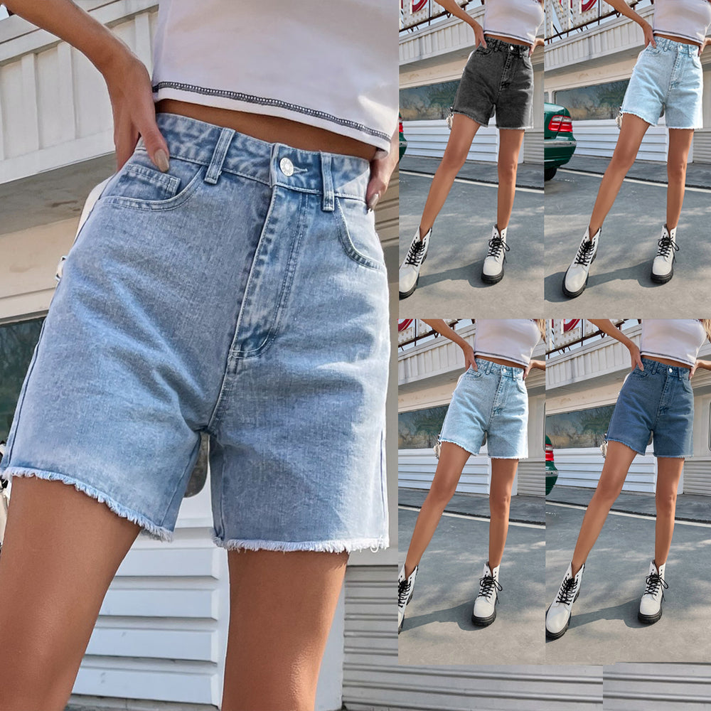 40-Spot-30760 #European and American trend loose casual high waist loose and thin women's denim shorts