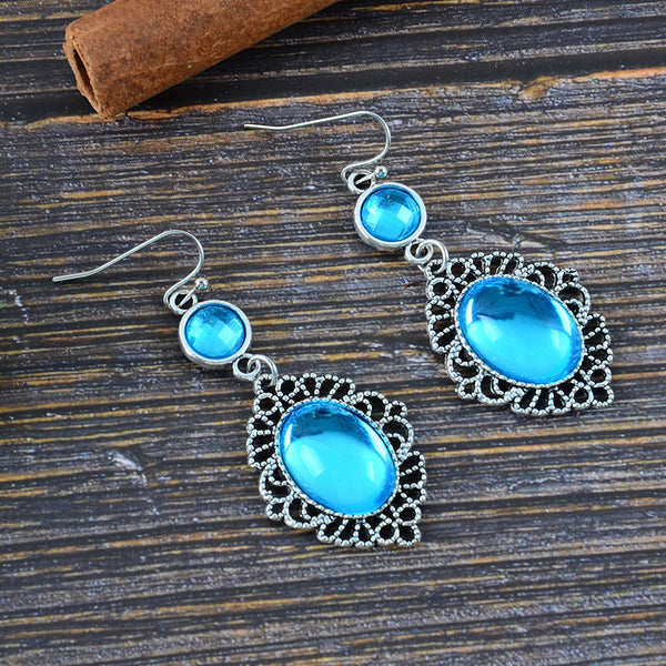 Bohemian Style Blue Dangle Earrings