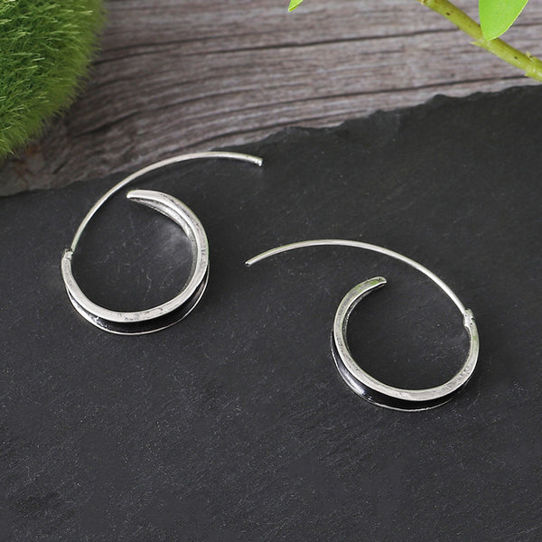 Silver Pigmented Loop Spiral Earrings